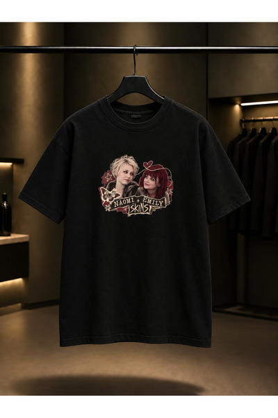 fame-stoned Skins Naomi Emily Printed Unisex 100% Cotton Black T-Shirt