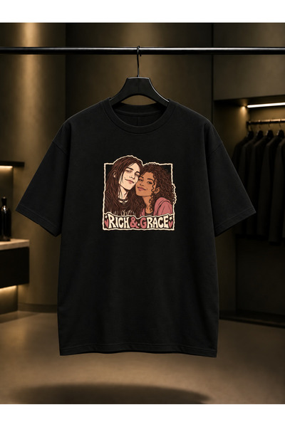 fame-stoned Skins Rich & Grace — Frame Printed Unisex 100% Cotton Black T-Shirt