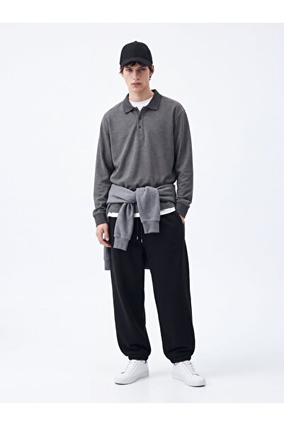 Ltb Regular Fit Belted Elastic Cuff Black Tracksuit