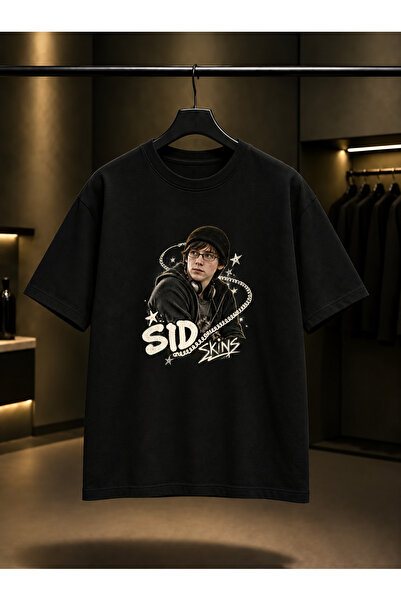 fame-stoned Skins Sid Printed Unisex 100% Cotton Black T-Shirt