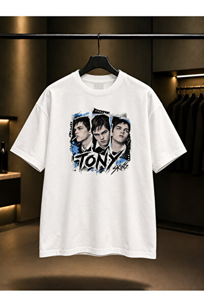 fame-stoned Skins Tony Printed Unisex 100% Cotton White T-Shirt