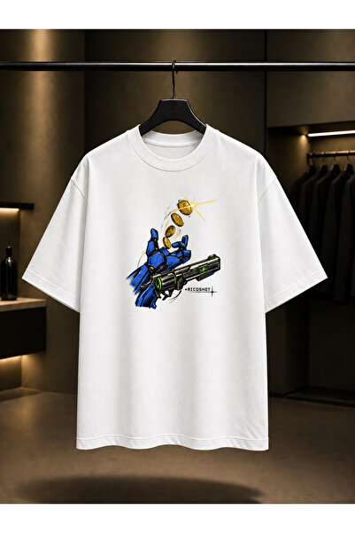 fame-stoned Ultrakill Coin Ricochet Printed Unisex 100% Cotton White T-Shirt