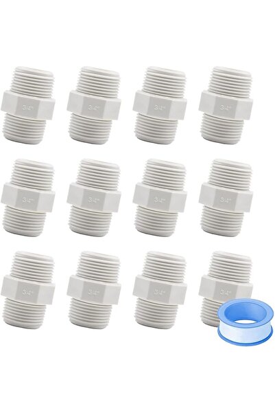 GENERAL 12 قطعة وصلة أنابيب PVC سداسية الشكل مقاس 3/4 بوصة ذكر G3/4 × ذكر G3/...