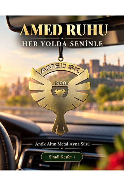 AMEDSPOR Metal Araç Dikiz Aynası Süsü Antik Altın Taraftar Dekoru