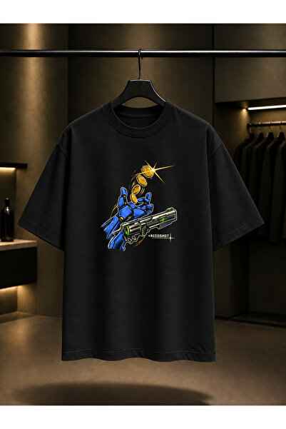 fame-stoned Ultrakill Coin Ricochet Printed Unisex 100% Cotton Black T-Shirt