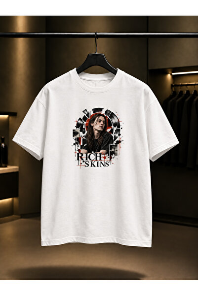 fame-stoned Skins Rich — Rich Printed Unisex 100% Cotton White T-Shirt