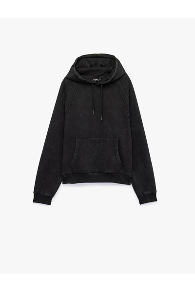 Koton Üç İplik Şardonlu Rahat Kalıp Dikiş Detaylı Uzun Kollu Kapşonlu Sweatshirt