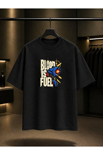 fame-stoned Ultrakill Blood Is Fuel Printed Unisex 100% Cotton Black T-Shirt