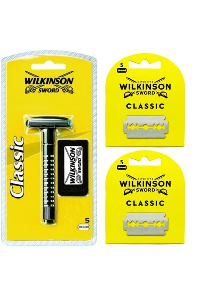atamanstore Wilkinson Classic Manuel Tıraş Makinesi | 3 Adet 5'li Kutu Yaprak Jilet Seti