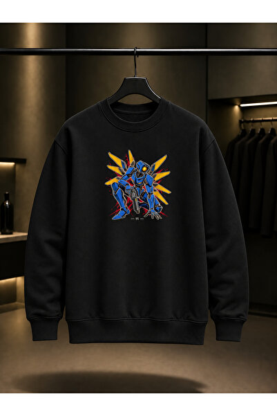 fame-stoned Ultrakill V1 Wing Array Printed Unisex 100% Cotton Black Crew Nec...