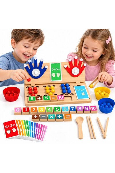 Printisor Joc educativ Montessori din lemn pentru copii, Matematică, Numere ș...