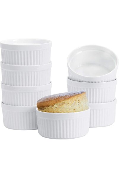 GENERAL Ramekins 8 OZ, Set of 8, Souffle Dishes Oven Safe Porcelain Ramekins ...