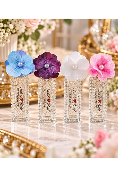 Ortanca Çicek Süslemeli Cam Sprey Kolonya Hediyelik - 15 adet