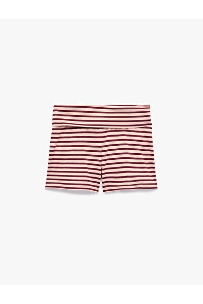 Koton Yüksek Bel Rahat Kesim Çizgili Mini Şort Pijama Altı