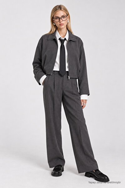 Lovelyİstanbul Bomber Jacket Pants Premium Selection Set Lby0100 Anthracite