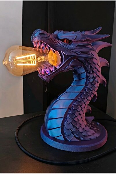 spira 3D Tasarım Ejderha Abajur - Dekoratif Silk Parlak Gece Lambası, Led Amp...