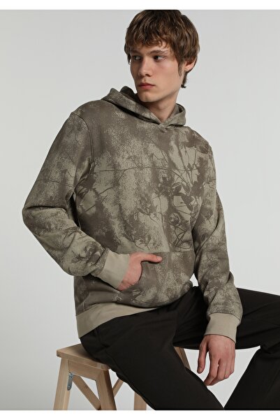 Colin's Regular Fit Hooded Printed Men's Green Sweatshirt