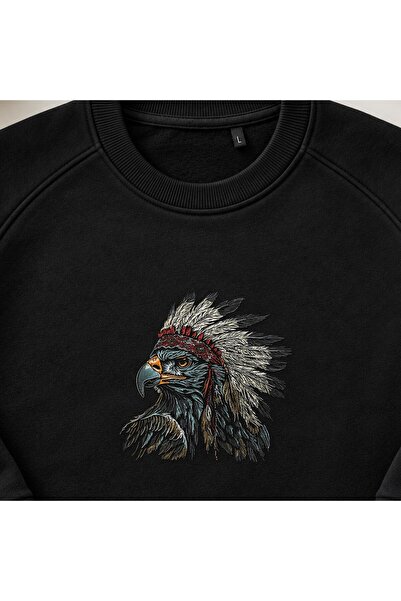 KEYFHOME Hanorac unisex cu gât de ciclism cu broderie tribală Feather Headed ...