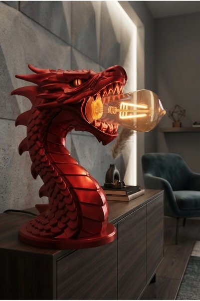 spira 3D Tasarım Ejderha Abajur - Dekoratif Silk Parlak Gece Lambası, Led Amp...