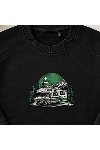 KEYFHOME Mountain Camping Caravan Embroidered Crew Neck Sweatshirt Unisex