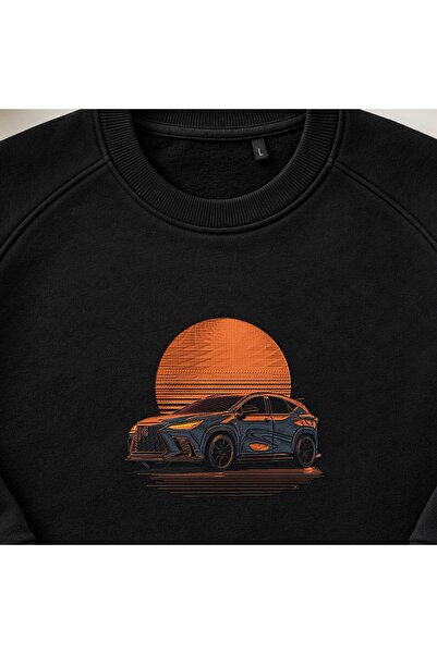 KEYFHOME Retro Sunset Neon Sport Auto Broderie Bike Collar Sweatshirt Unisex