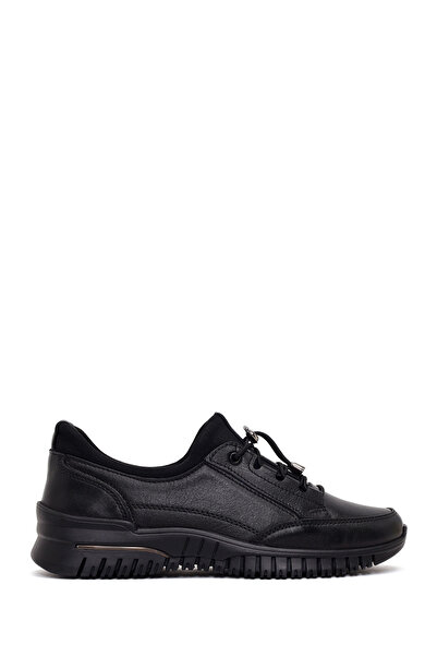 Derimod Women's Black Thick Soled Leather Comfort Shoes Af460018Dv