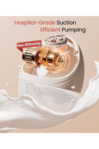 NCVI Heated Breast Pump Hands Free, Wearable 360° Surround Heating, 300mmHg Hospital-Grade Suction,