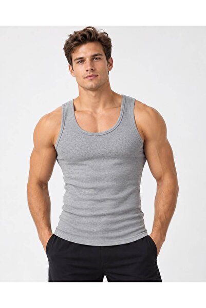 art of dress Erkek Slim Fit Halter Yaka Likralı Pamuklu Sporcu Atlet