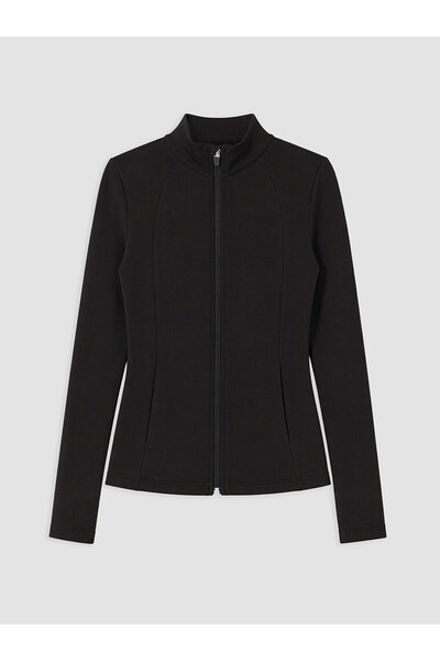 LC Waikiki Nevavm Koor Sport Black Diving Fabric Plain Women's Zippered Sweat...