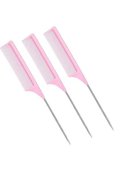 Generic Set of 3 Rat Tail Combs - Heat Resistant Carbon Fiber Teasing Combs w...