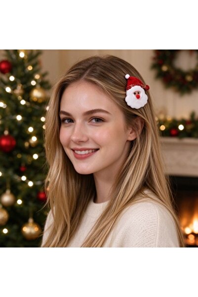 Kmt Style Set of 2 festive Christmas hair clips with Santa Claus and snowman ...