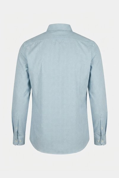 AUXOM Men's Check Shirt - Long Sleeve - Light Blue