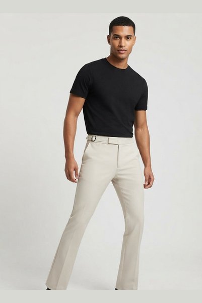 AUXOM Men's Straight Trousers - Cream