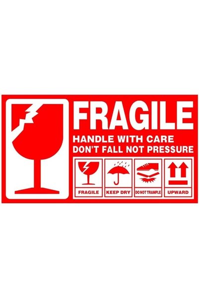 RUBIK 250 ستيكر لاصق تحذيري يحمل عبارة "Fragile Handle With Care" بلون احمر ل...