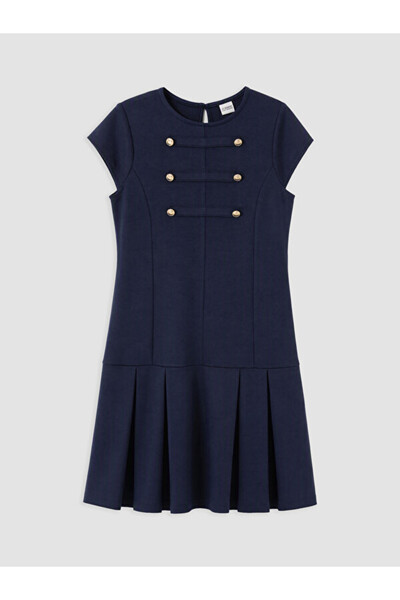 LC Waikiki Button Detailed Pleated Girls' Dress from Uzg Store for Style Enth...