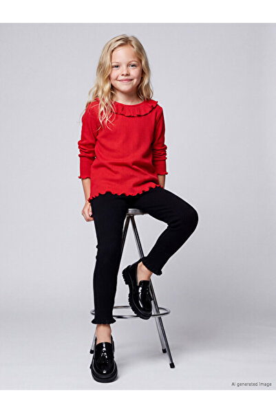 LC Waikiki Ribbed Girls' Leggings with Ruffles for Style Seekers from Uzg Store