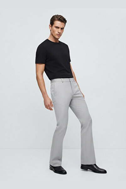 AUXOM Men's Formal Bootcut Trousers - Ivory