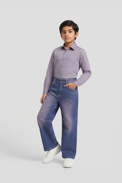 AUXOM Boys' Baggy Trousers - Charcoal Blue