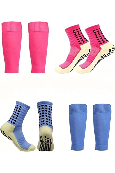 GENERAL Soccer Grip Socks & Shin Guard Sleeves Set – Non-Slip Anti-Slip Socks...