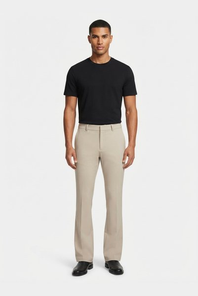 AUXOM Men's Formal Bootcut Trousers - Light Beige