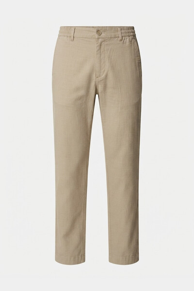 AUXOM Men's Linen Regular Fit Trousers - Ivory