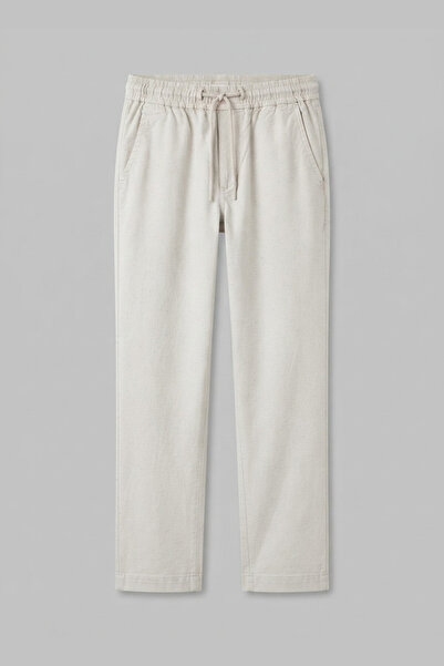 AUXOM Men's Linen Trousers - Light Grey