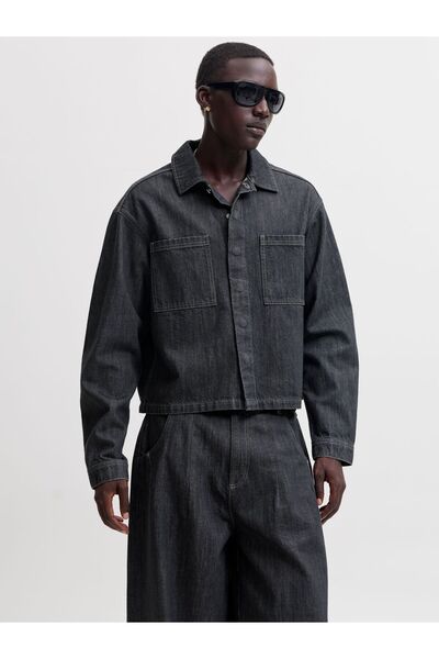 Jack & Jones Υπερμεγέθης κοντή ραπτική μπλούζα (Overshirt)