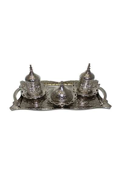 EnSonu Coffee Cup Set Ottoman Motif Turkish Coffee Set Silver Color
