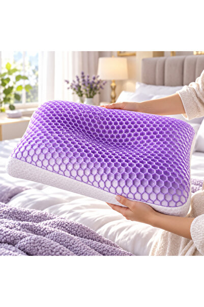 NEVA SLEEP Mor Jelli Serinletici Visco Yastık – Petek Jel Grid Ortopedik Boyu...