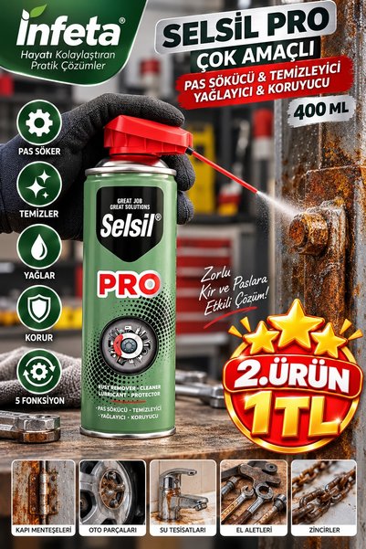 İnfeta Selsil Pro Cobra Smart 400 ml Çok Amaçlı Pas Sökücü Temizleyici Yağlayıcı Koruyucu Sprey