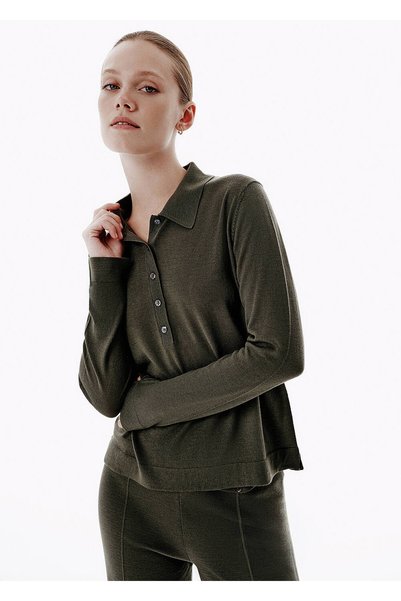 Knitss Thin Knit Green Polo Knitwear