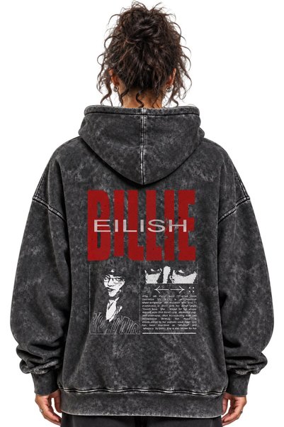 SEVBANO Hanorac unisex cu glugă, lavabil, cu imprimeu Billie Eilish Singer