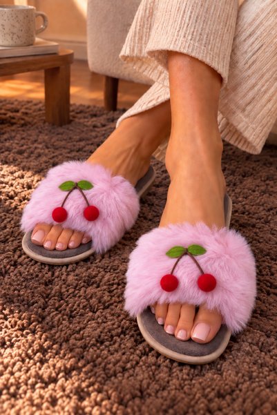 COMFORTSTEP Kirazlı Peluş Ev Terliği