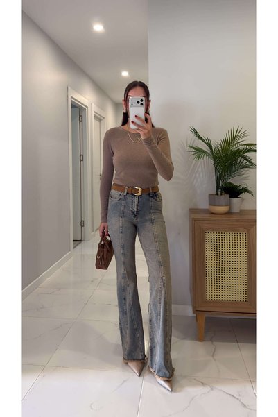 BİRCANÇİL Rodre Kahve Tint Flare Jean